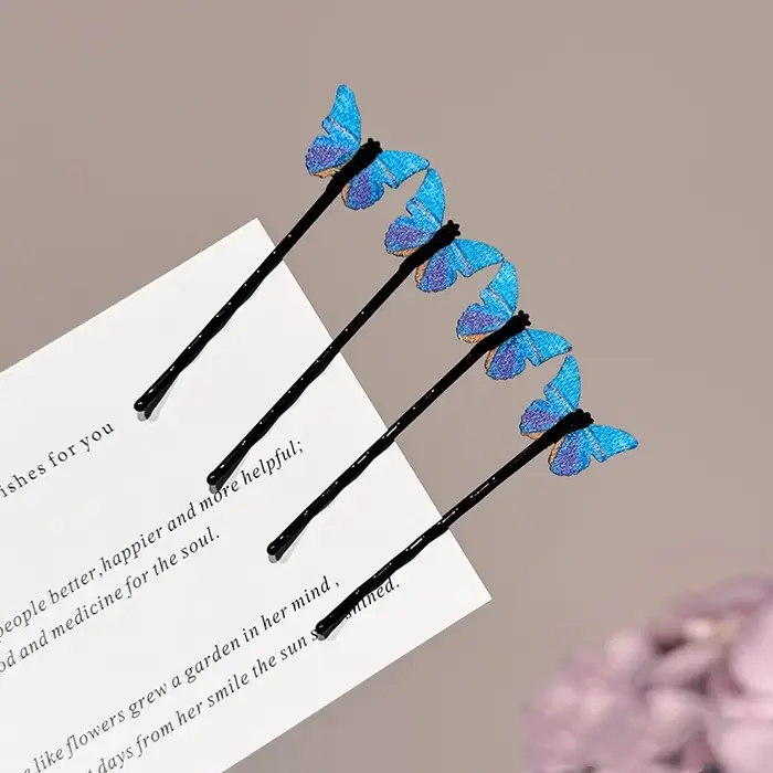 Pinces à cheveux papillon bleues, 4 à 12 pièces, décoration de mariage, accessoires pour cheveux de 