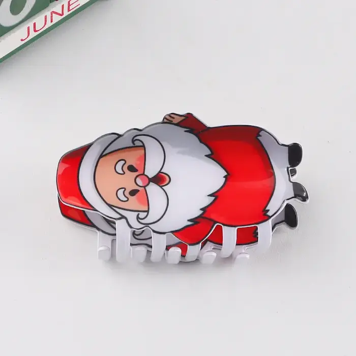 Pince à Cheveux Imprimée Père Noël et Bonhomme de Neige