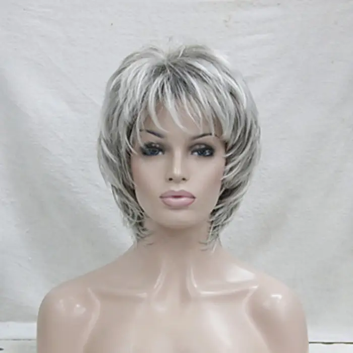 HAIRJOY – perruque synthétique bouclée coupe Pixie, coupe de cheveux superposée avec frange, perruqu