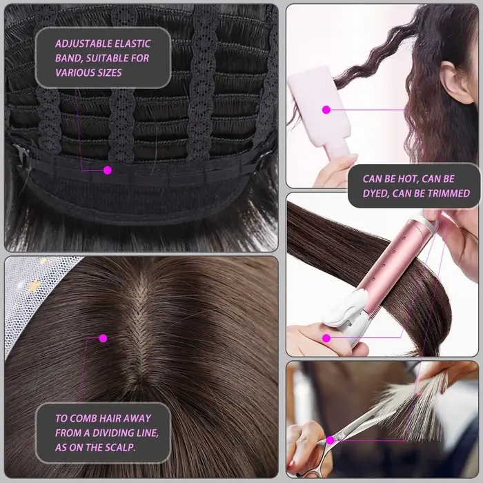 JONRENAU cheveux longs raides avec frange Ombre noir foncé brun à blond perruques synthétiques pour les femmes fête quotidien Cosplay utilisation perruque