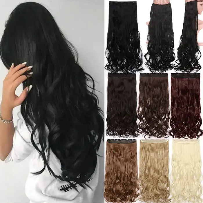 S-noilite synthétique longue pince ondulée en une seule pièce cheveux 4 longueurs Extension demi-tête naturelle fausse