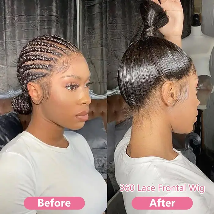 Perruque Lace Frontal Wig 360 naturelle brésilienne lisse, cheveux lisses, 13x6, Transparent, pre-pl