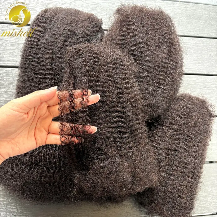 Extensions de cheveux humains naturels 4C Afro Kinky Curly en vrac, sans trame, Remy brésilien, 10-1