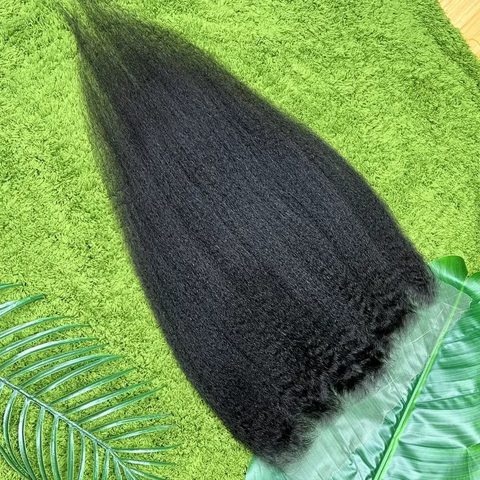Cheveux humains lisses crépus 13x6 HD Lace Frontal # Cheveux humains vierges bruts, couleur naturell