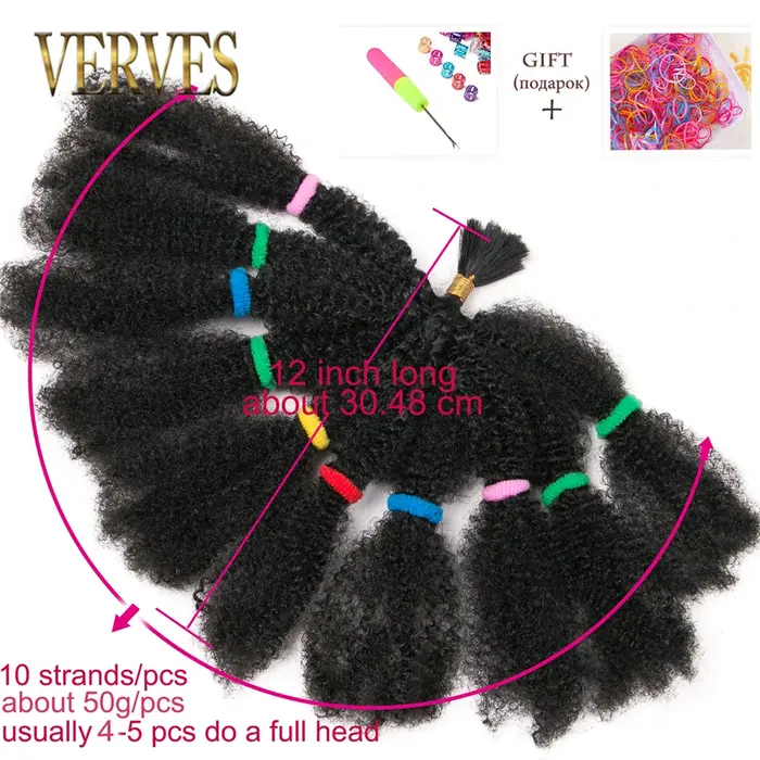 VERVES Crochet cheveux bouclés Extensions synthétiques 12 pouces Ombre tressage