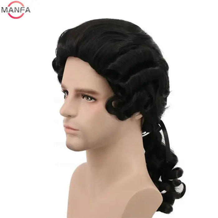 Perruque de Cosplay synthétique bouclée pour avocat