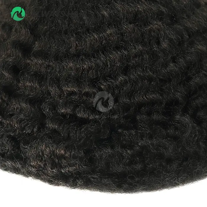 Afro toupet Curl 4mm 6mm 8mm 12mm 0.12-0.14mm peau Afro perruque pour hommes noirs vrais cheveux hum