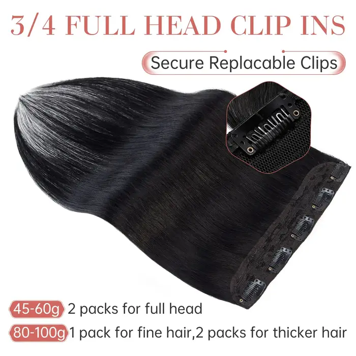 Extensions de cheveux à clipser en cheveux humains naturels