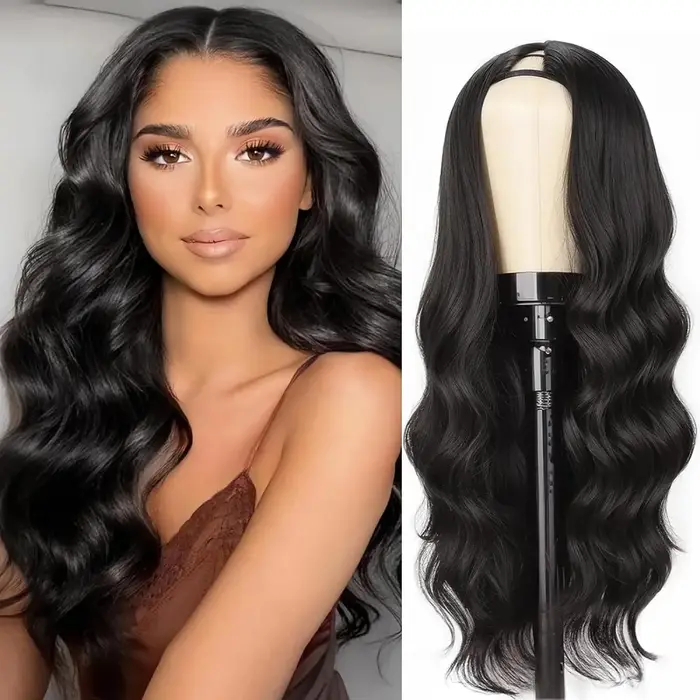 Perruques V-Part sans couture, ondulées, densité 200 %, cheveux brésiliens améliorés, 32 pouces, che