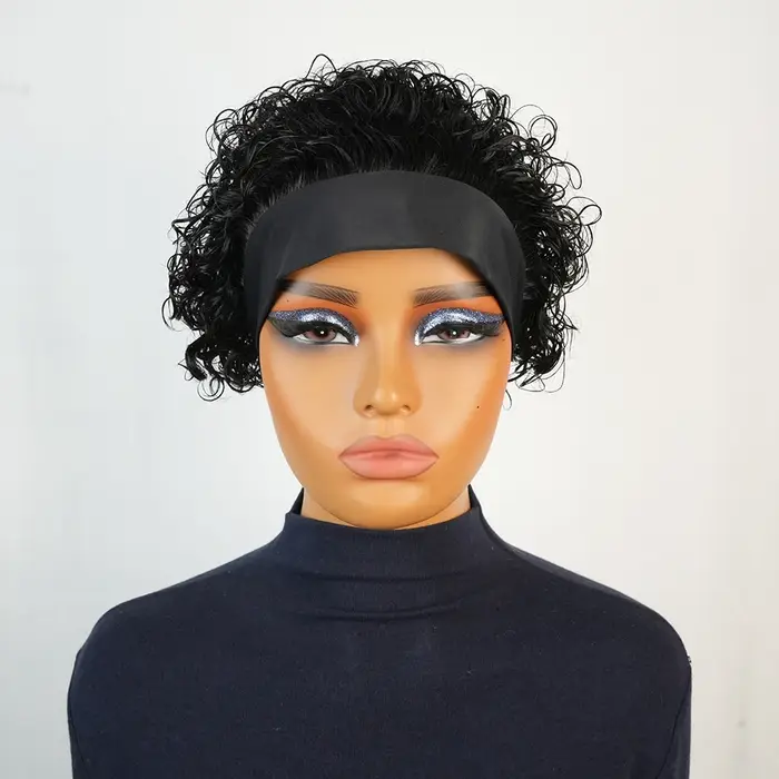 Bandeau perruques cheveux humains 100% crépus bouclés court sans colle perruque de cheveux humains p
