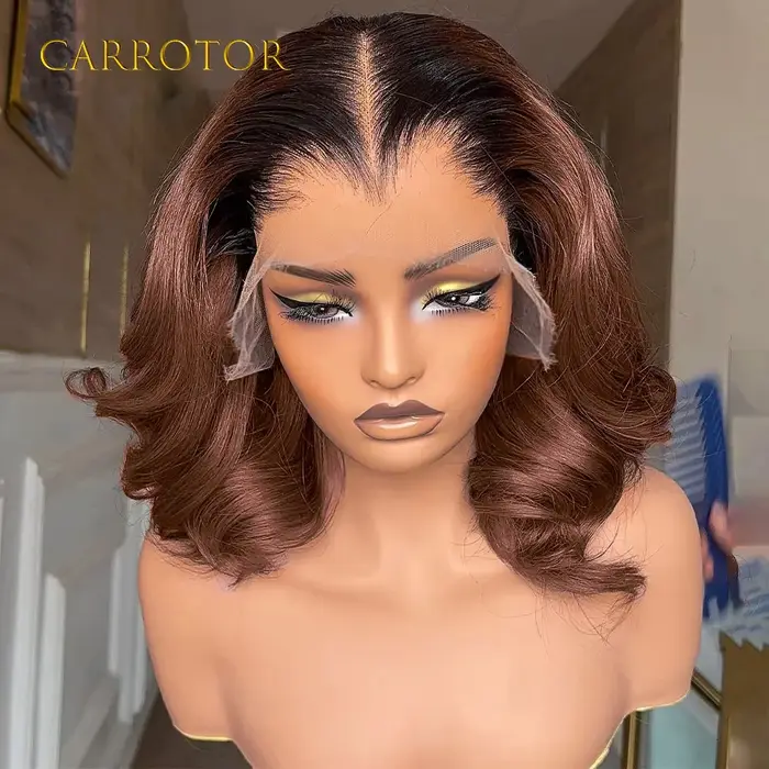 Perruque Lagos Hairline 1b4 Ombrée Colorée 13x4 Invisible Lace Frontal Loose Deep Wave Cheveux Humai