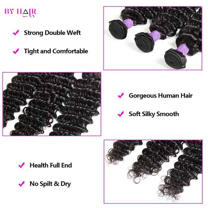 Tissage Humain Hair 28 30 32 Pouces Deep Wave