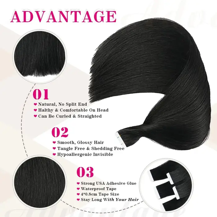 Extensions de cheveux à bandes adhésives