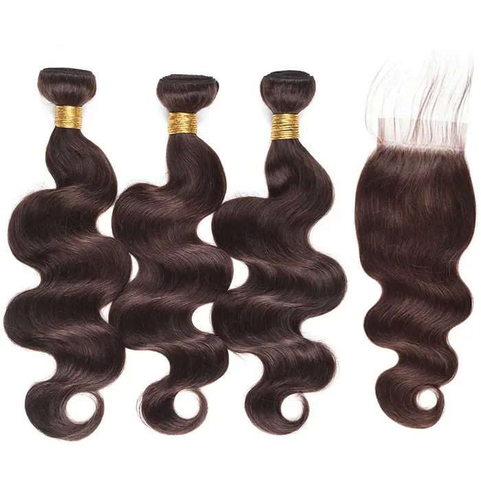 Bundles de tissage de cheveux humains avec fermeture à lacet