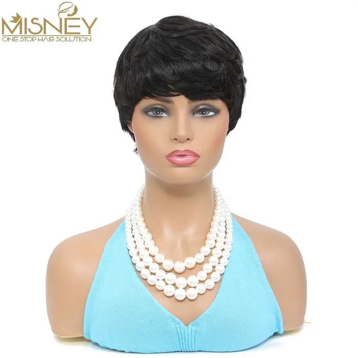 Perruques de cheveux humains droites courtes Bob couleur naturelle cheveux brésiliens Remy coupe de