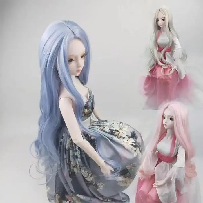 Perruque de cheveux longs et colorés de princesse OB11
