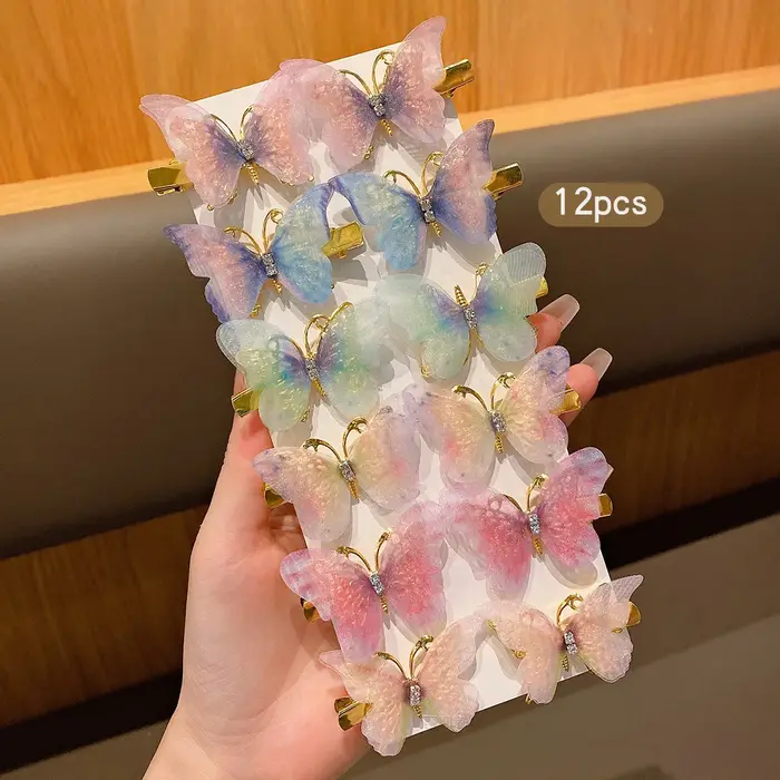 12 pinces à cheveux papillon vent doux