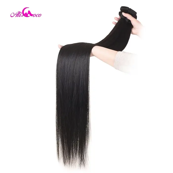 Mèches brésiliennes Remy naturelles lisses,-Ali Coco, 28, 30, 40 pouces, avec Lace Closure, 5x5