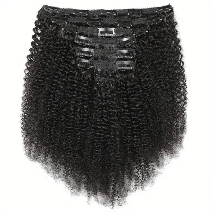 Extensions de cheveux humains bouclés afro crépus à clipser