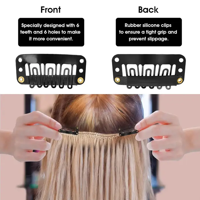 Clips d'extension de cheveux en forme de U à 6 dents
