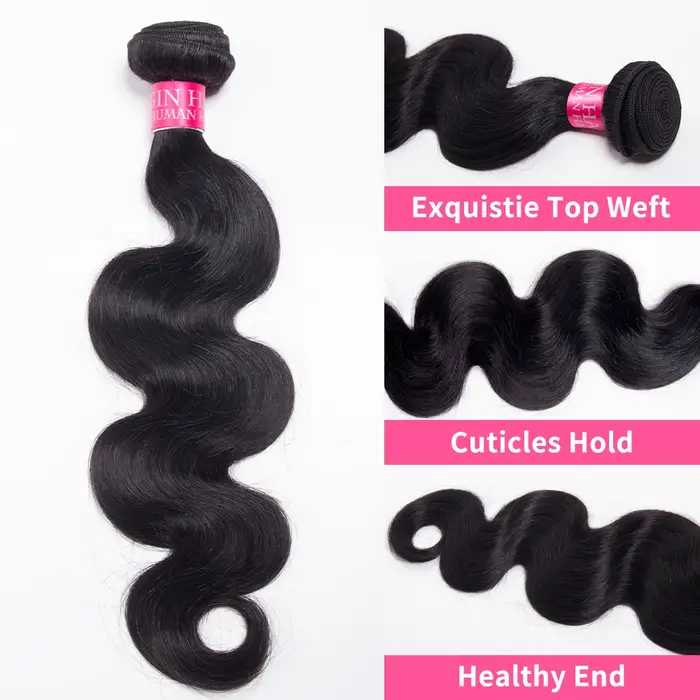Extensions de cheveux humains brésiliens Remy non traités avec closure, tissage de cheveux vierges, 