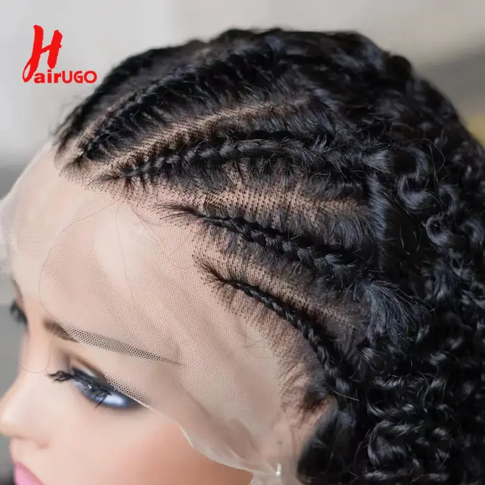 Perruque de cheveux humains tressés 13x4 perruques avant de dentelle