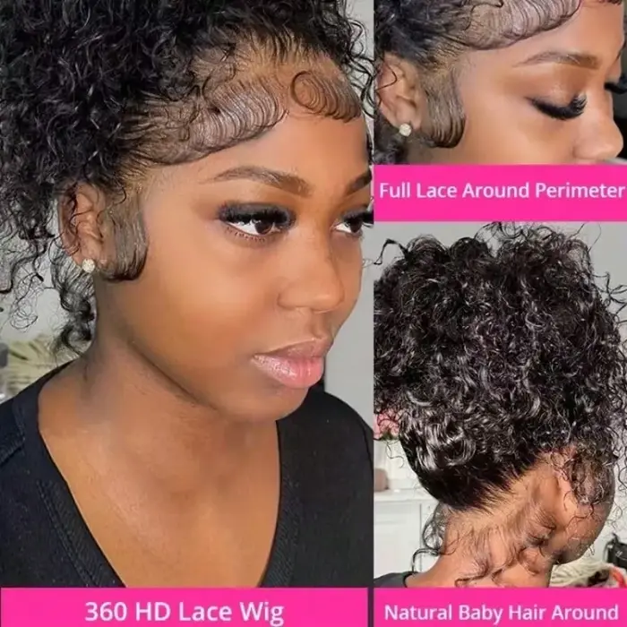 360 HD pleine dentelle bouclés perruques cheveux humains pré-plumés 13x6 13x4 dentelle frontale perr