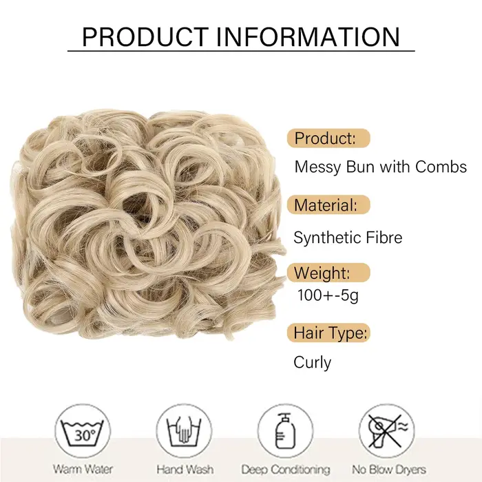 Extension de Chignon synthétique courte et bouclée avec peignes faciles à étirer