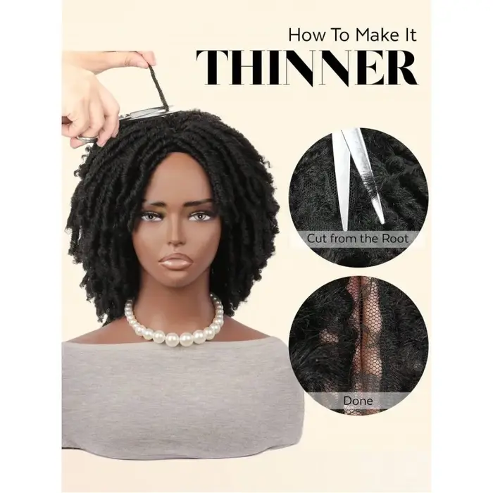 Perruque synthétique courte Billowig avec frange – Style tressé ombré