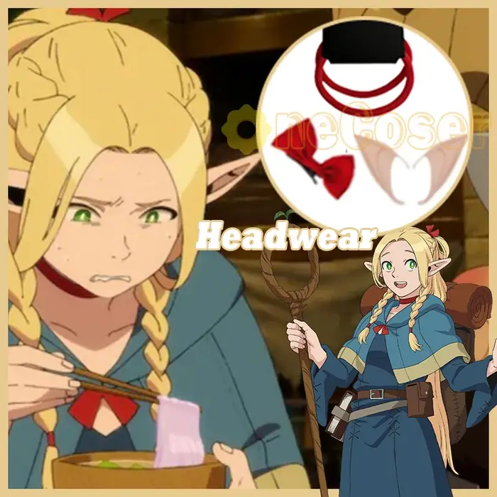 Marcille Donato Cosplay perruque Anime délicieux en donjon Blonde cheveux longs oreilles épingle à c