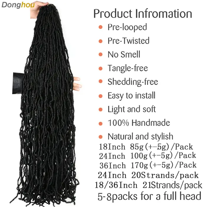 18 24 36 pouces 6 paquets nouveaux faux locs crochet cheveux meche faux locs crochet tresse doux loc