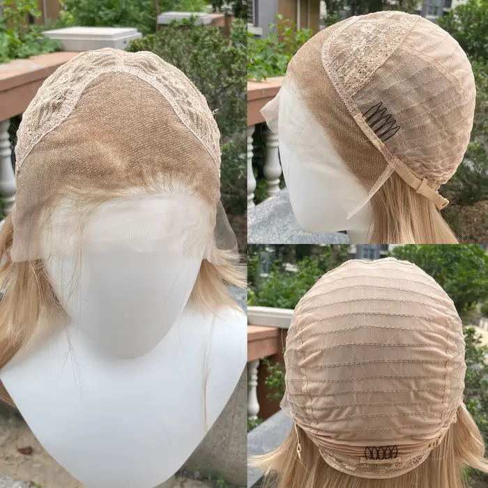 Perruques Lace Front wig synthétiques blondes de couleurs mélangées 13x4