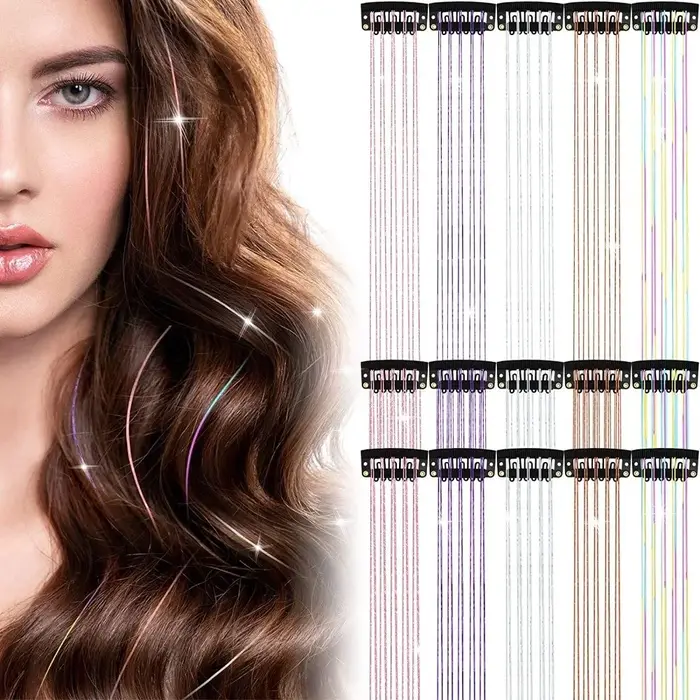 Nouvelle mode points forts pince dans les Extensions de cheveux coloré brillant