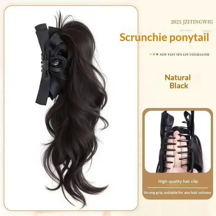 Extension de queue de cheval longue et bouclée de 14 pouces, en cheveux synthétiques doux et volumin