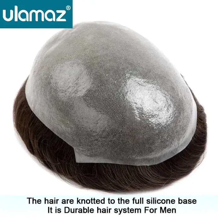 Prothèse de cheveux humains pour hommes toupet de peau entièrement noué homme perruque la plus durab