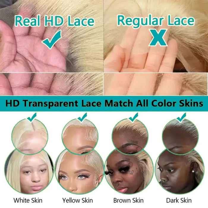613 perruque de cheveux humains 13x6 vague de corps Blonde HD dentelle frontale perruque pré plumée
