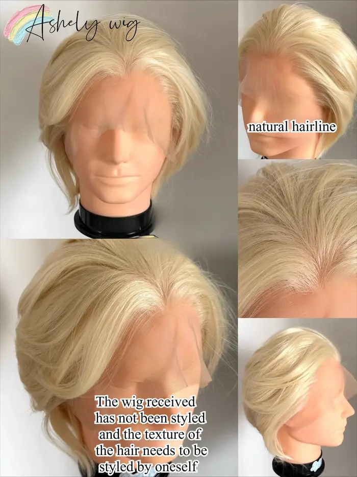 Perruque Lace Front Wig synthétique courte Blonde pour hommes