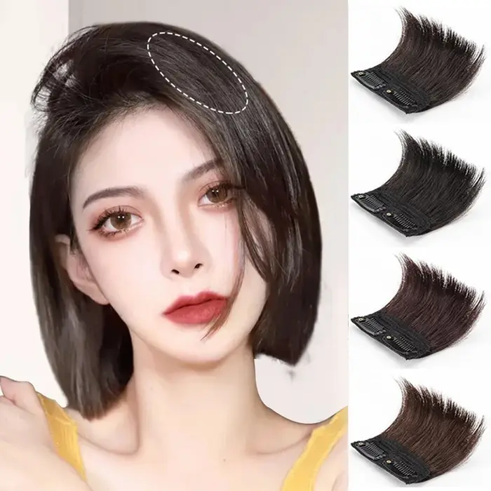 Extension capillaire synthétique courte et lisse, 10cm, doublure de cheveux Invisible, couverture latérale supérieure, postiche pour femmes