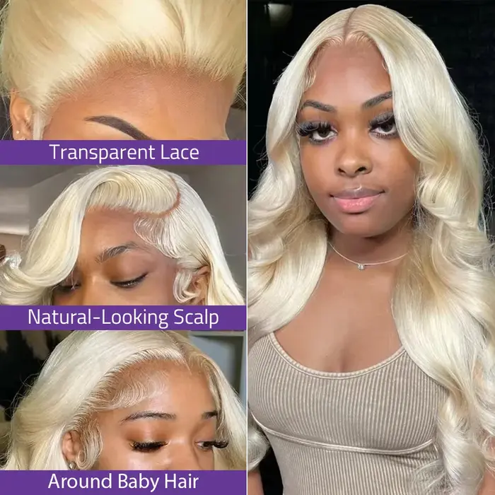 Perruque Lace Frontale Blonde 613 Body Wave en Cheveux Humains, Densité 220, Dentelle HD Transparent