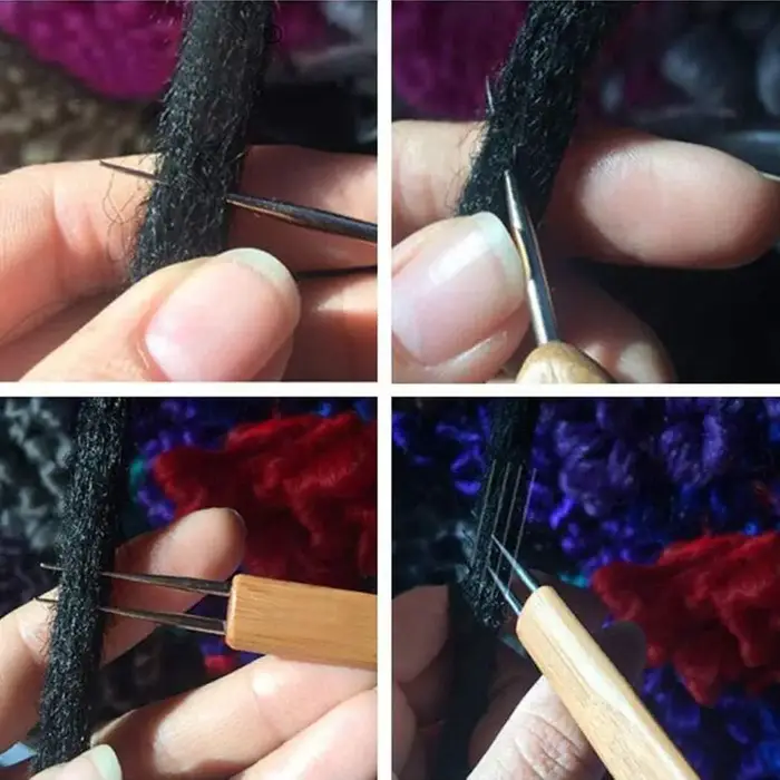 3 pièces/ensemble 0.75mm Dreadlock Crochet pour cheveux Dreadlock aiguille outil pour tresse bambou