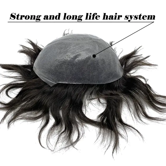 Toupet hommes capillaire prothèse perruque homme 0.06mm peau complète réel cheveux humains perruques courtes morceau