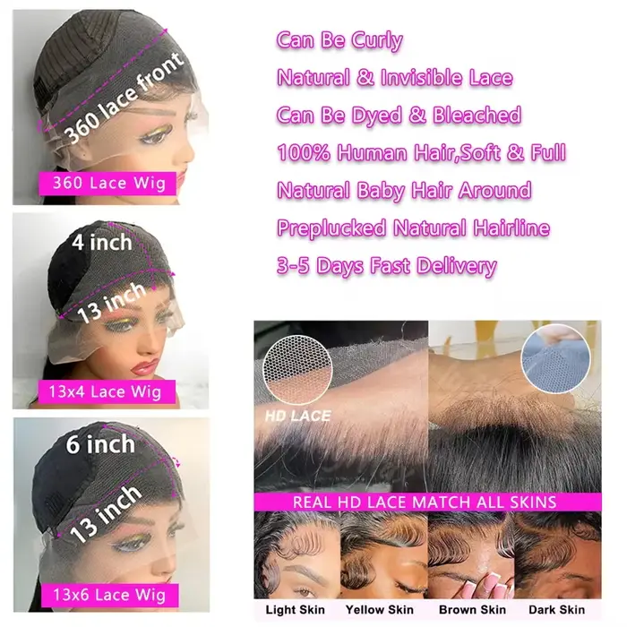 40 pouces vague de corps 13x6 Hd dentelle frontale perruque cheveux humains 360 brésilien pré plumé