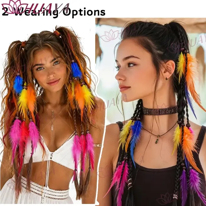 Extensions de cheveux synthétiques en plumes de style bohème pour femmes