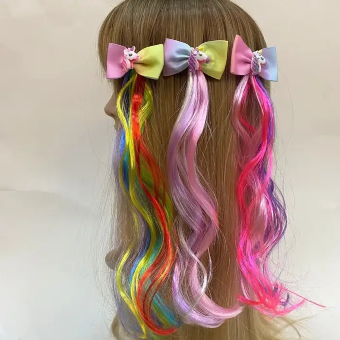 Perruques Queue de Cheval Colorée pour Fille