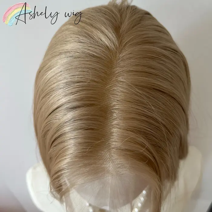 Ashely – perruque Lace Front Wig synthétique lisse et longue, blond platine, 26 pouces, 13x4, Fibers