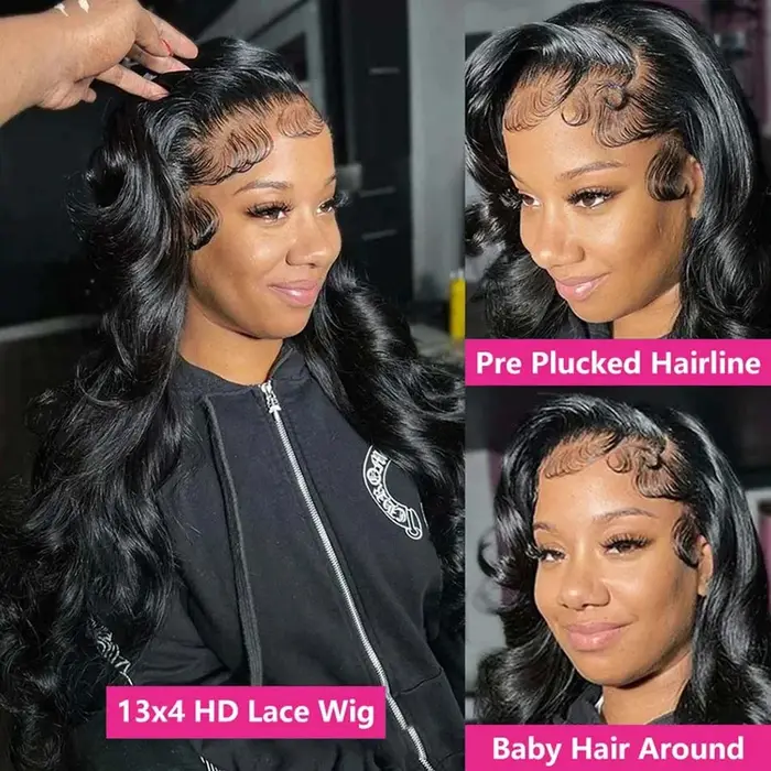Perruques en cheveux humains ondulés, Perruque 360 Full Lace pré-épilée, Perruque frontale HD Lace 1