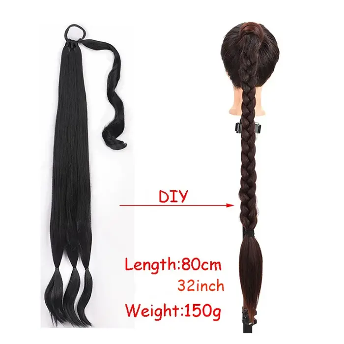 Extension de queue de cheval tressée synthétique avec attache de cheveux pour femme – Tresses torsadées DIY