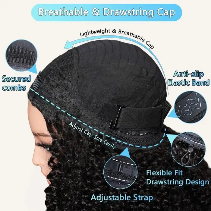 Demi-perruque bouclée crépue 220 % de densité, cheveux Remy, perruques bouclées en cheveux humains, 