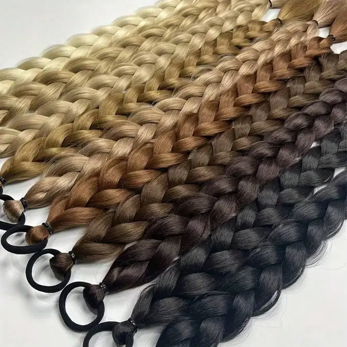 Extensions de queue de cheval synthétiques tressées avec élastique