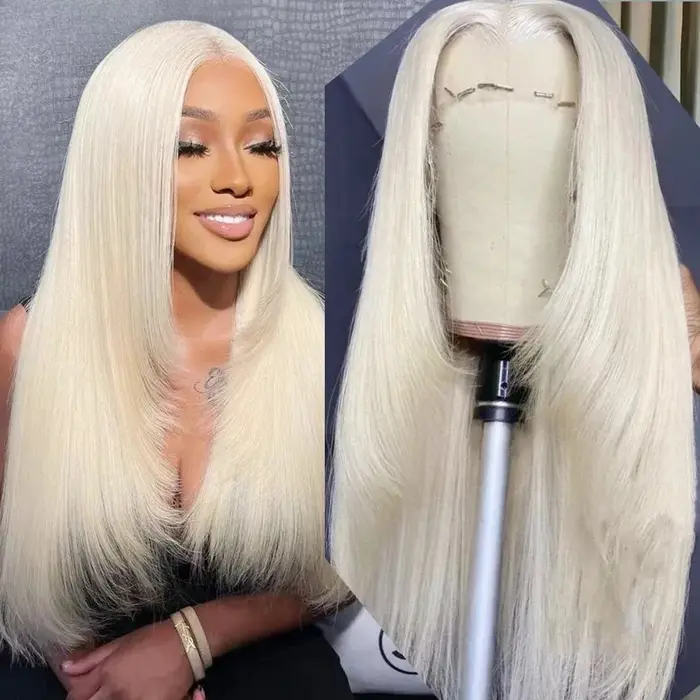 Perruque Lace Frontal Wig synthétique lisse violet clair